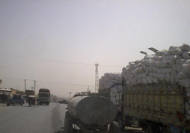 Goods piled high on the roads of Nahr-e-Saraj